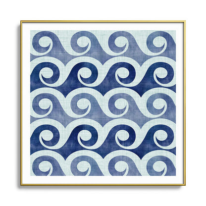Indigo Geometric Beach Waves Framed Art Print Gallery Image 136