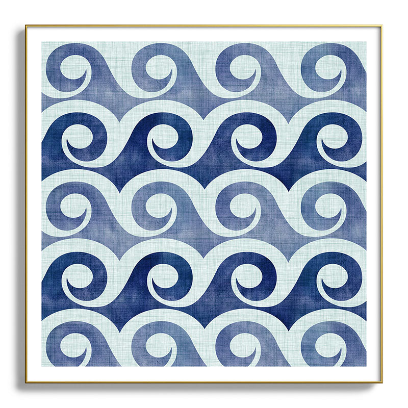 Indigo Geometric Beach Waves Framed Art Print Gallery Image 139