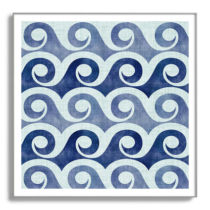 Indigo Geometric Beach Waves Framed Art Print Gallery Image 142
