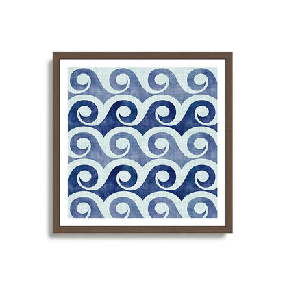 Indigo Geometric Beach Waves Framed Art Print Gallery Image 17