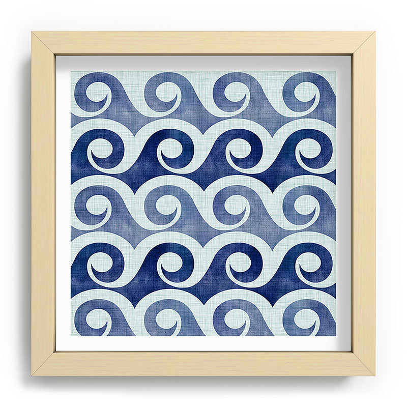 Indigo Geometric Beach Waves Framed Art Print Gallery Image 106
