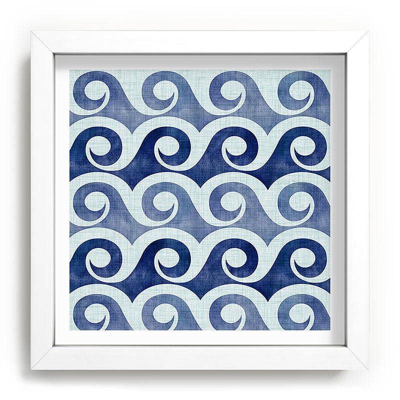 Indigo Geometric Beach Waves Framed Art Print Gallery Image 114