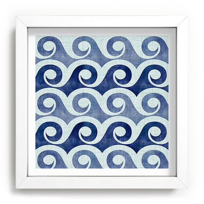 Indigo Geometric Beach Waves Framed Art Print Gallery Image 114