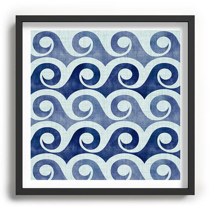 Indigo Geometric Beach Waves Framed Art Print Gallery Image 93