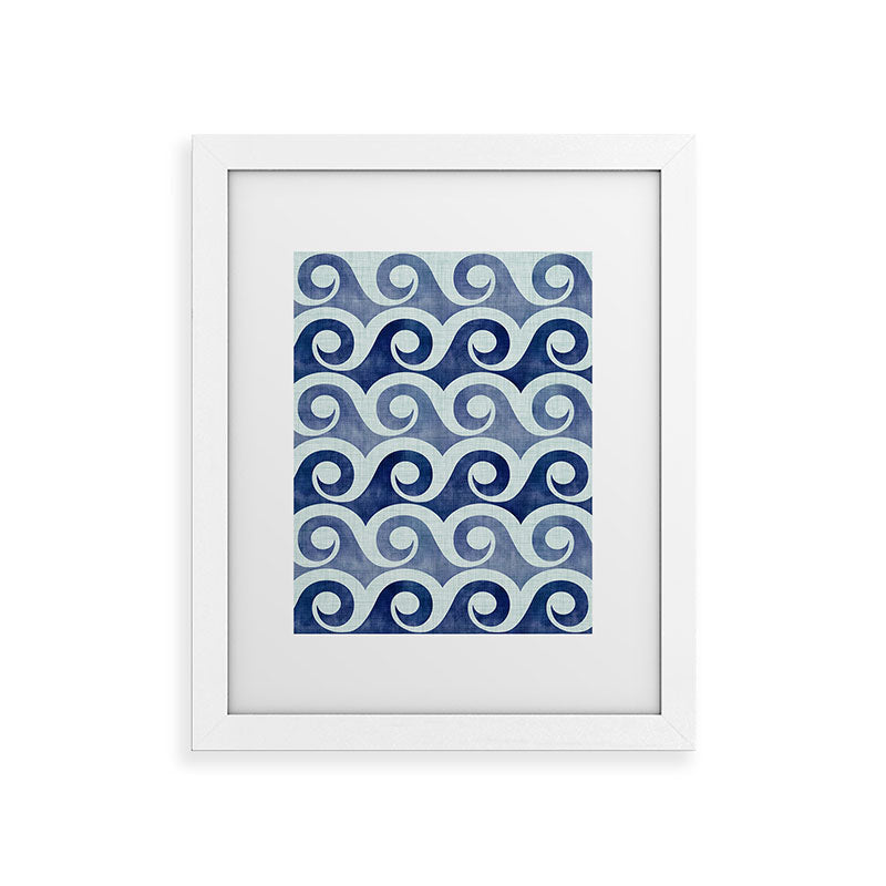Indigo Geometric Beach Waves Framed Art Print Gallery Image 69