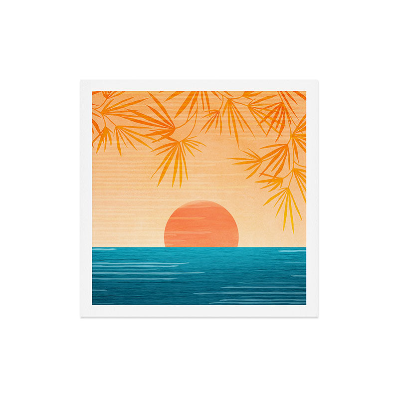 Orange Tropical Sunset Landscape 2 Art Print Gallery Image 5