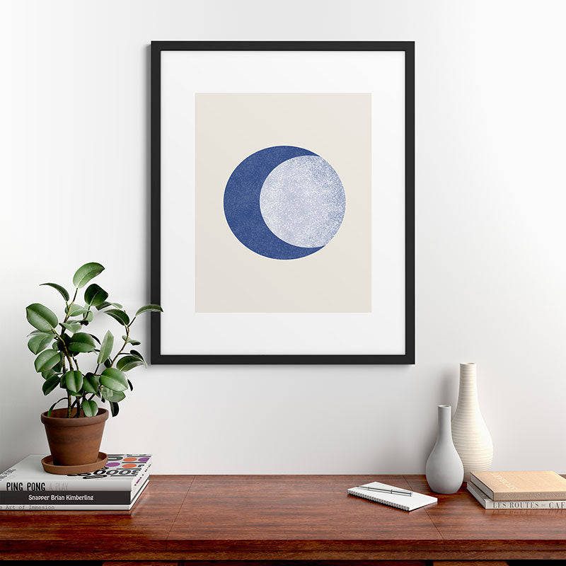 Moon Crescent - Blue Framed Art Print Gallery Image 48