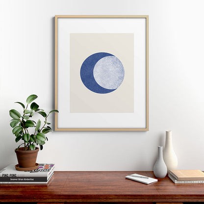 Moon Crescent - Blue Framed Art Print Gallery Image 29