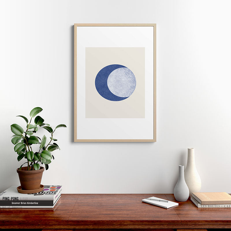 Moon Crescent - Blue Framed Art Print Gallery Image 28