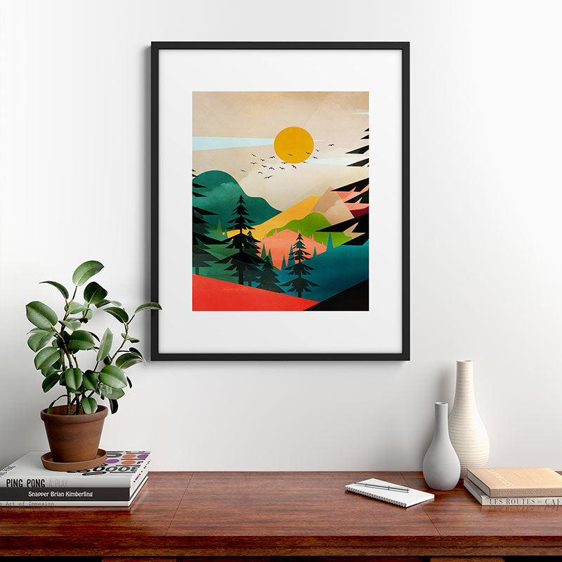 Colorful Morning in the Mountain Forest Framed Art Print Gallery Image 9