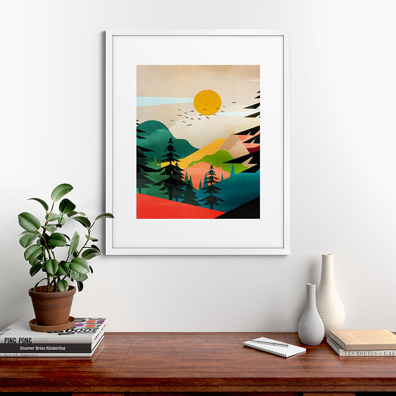 Colorful Morning in the Mountain Forest Framed Art Print Gallery Image 76