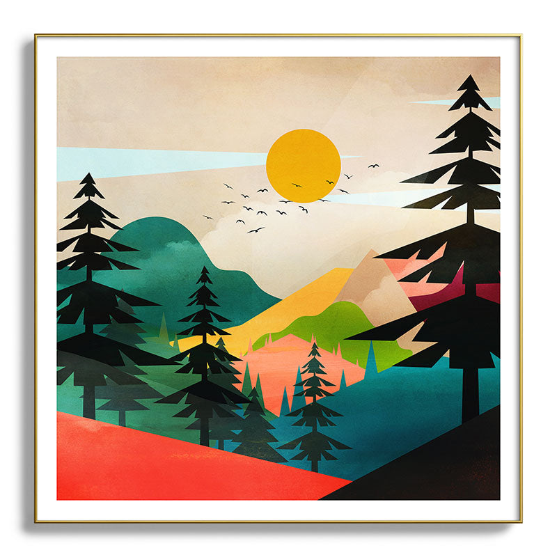 Colorful Morning in the Mountain Forest Framed Art Print Gallery Image 139