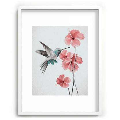 Hummingbird with Hibiscus Framed Art Print Gallery Image 78