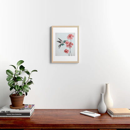Hummingbird with Hibiscus Framed Art Print Gallery Image 17