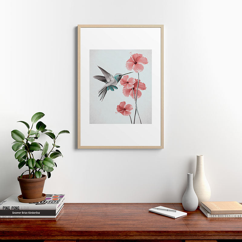 Hummingbird with Hibiscus Framed Art Print Gallery Image 20