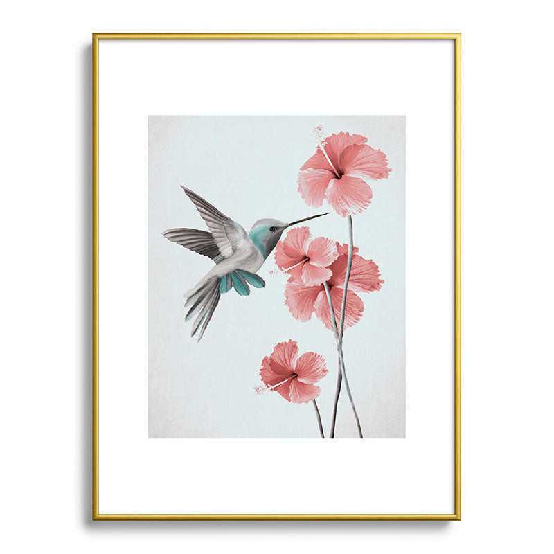 Hummingbird with Hibiscus Framed Art Print Gallery Image 92