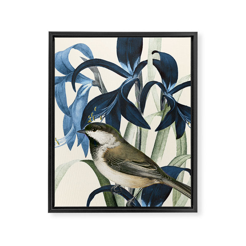 Little Bird and Flowers II Framed Canvas Print Gallery Image 1