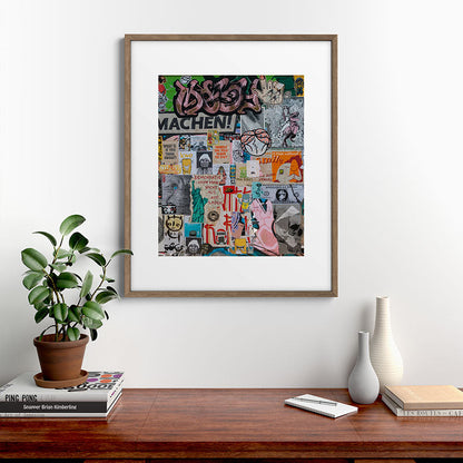 Sticker and graffiti wall background 2 - Berlin street art photography Framed Art Print Gallery Image 14