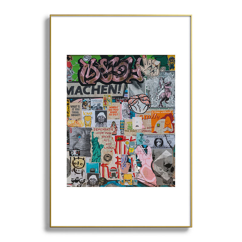 Sticker and graffiti wall background 2 - Berlin street art photography Framed Art Print Gallery Image 94