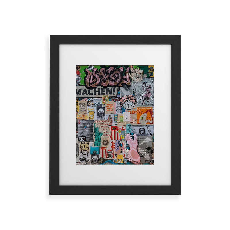 Sticker and graffiti wall background 2 - Berlin street art photography Framed Art Print Gallery Image 30
