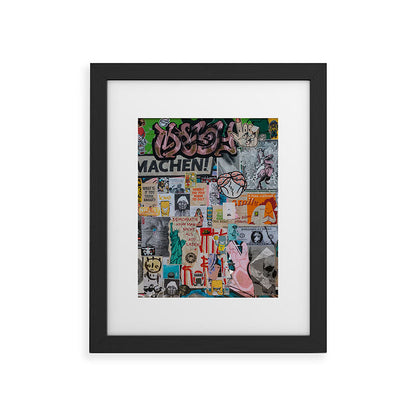 Sticker and graffiti wall background 2 - Berlin street art photography Framed Art Print Gallery Image 32