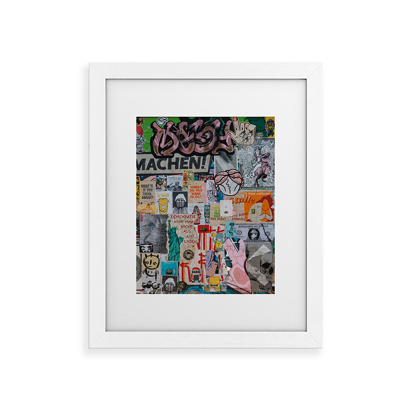 Sticker and graffiti wall background 2 - Berlin street art photography Framed Art Print Gallery Image 50