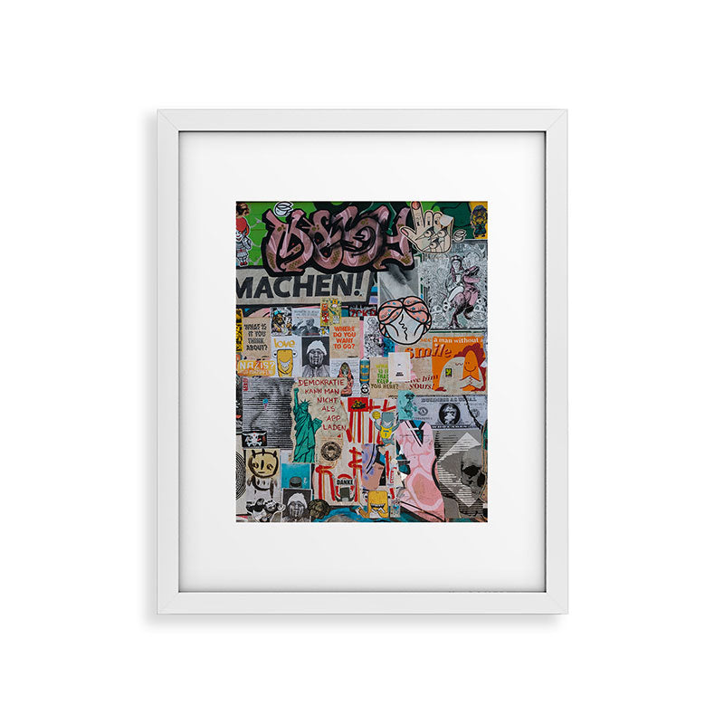 Sticker and graffiti wall background 2 - Berlin street art photography Framed Art Print Gallery Image 22