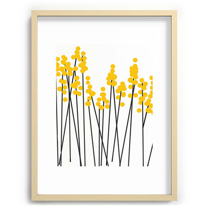 Hello Spring! Yellow/Black Retro Plants on White #decor #society6 #buyart Framed Art Print Gallery Image 99