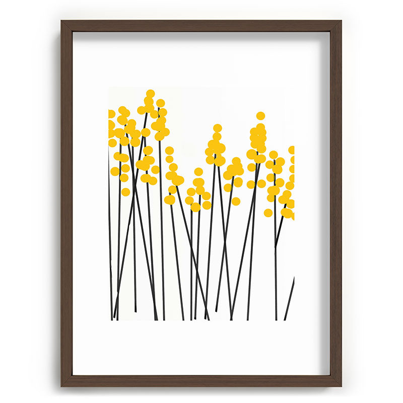 Hello Spring! Yellow/Black Retro Plants on White #decor #society6 #buyart Framed Art Print Gallery Image 92