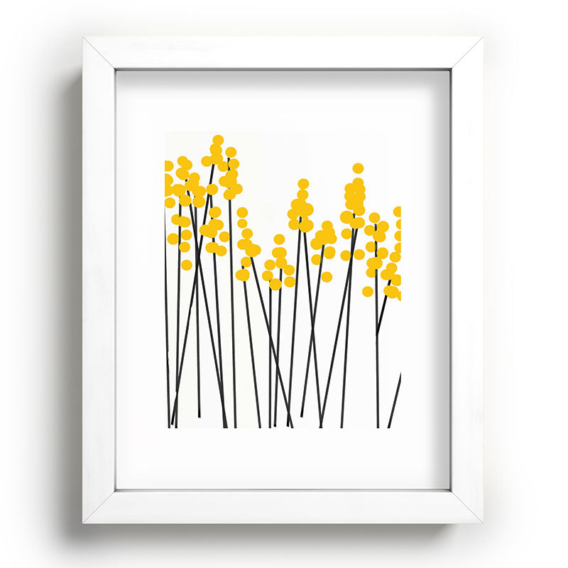 Hello Spring! Yellow/Black Retro Plants on White #decor #society6 #buyart Framed Art Print Gallery Image 104