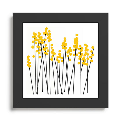 Hello Spring! Yellow/Black Retro Plants on White #decor #society6 #buyart Framed Art Print Gallery Image 46