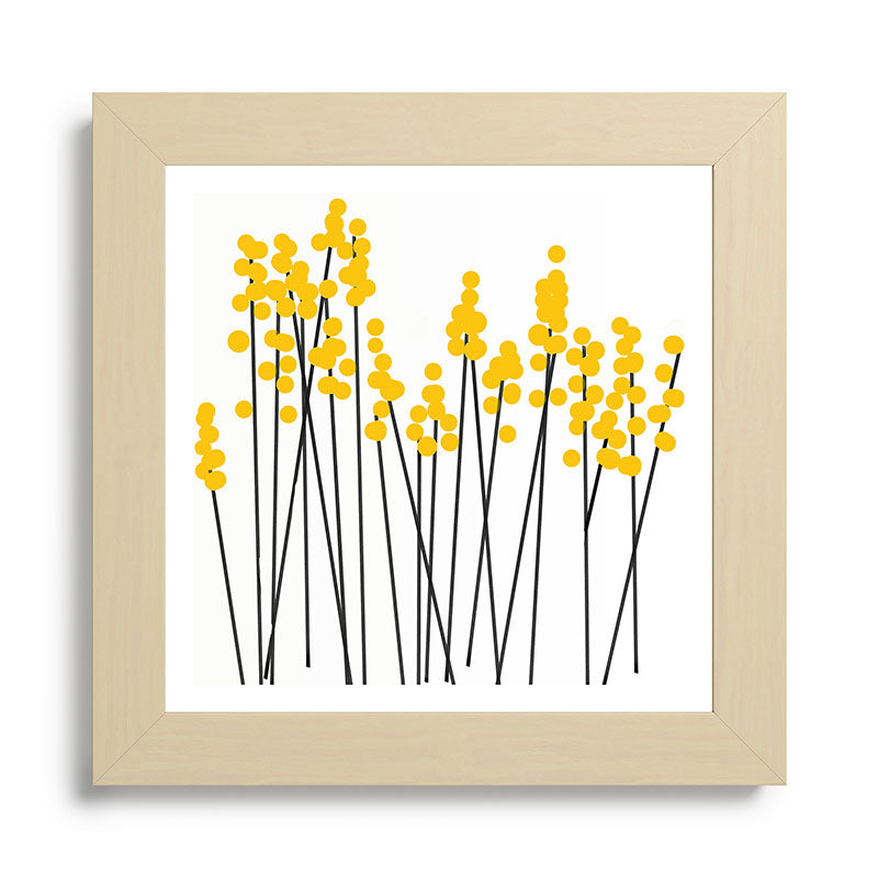 Hello Spring! Yellow/Black Retro Plants on White #decor #society6 #buyart Framed Art Print Gallery Image 68