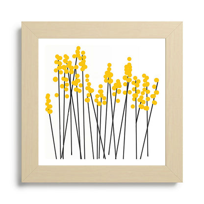 Hello Spring! Yellow/Black Retro Plants on White #decor #society6 #buyart Framed Art Print Gallery Image 68