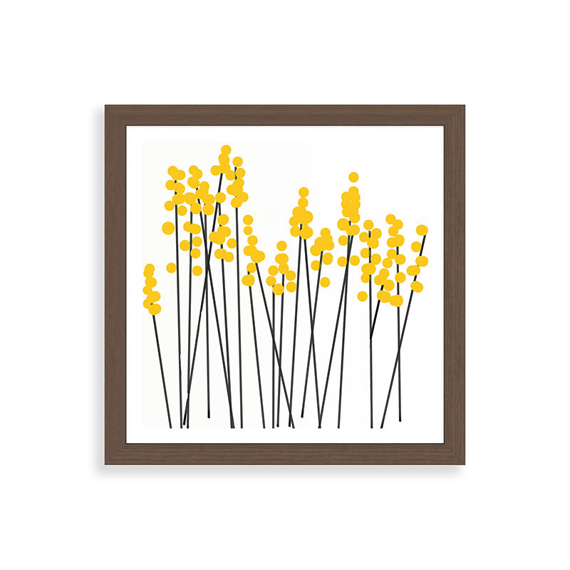 Hello Spring! Yellow/Black Retro Plants on White #decor #society6 #buyart Framed Art Print Gallery Image 60