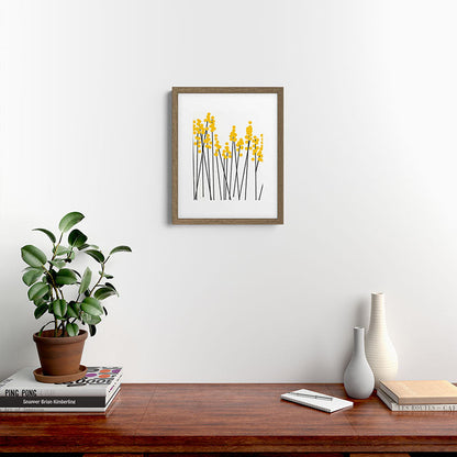 Hello Spring! Yellow/Black Retro Plants on White #decor #society6 #buyart Framed Art Print Gallery Image 15