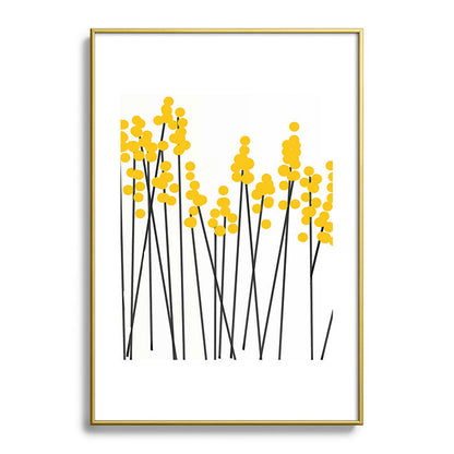 Hello Spring! Yellow/Black Retro Plants on White #decor #society6 #buyart Framed Art Print Gallery Image 123