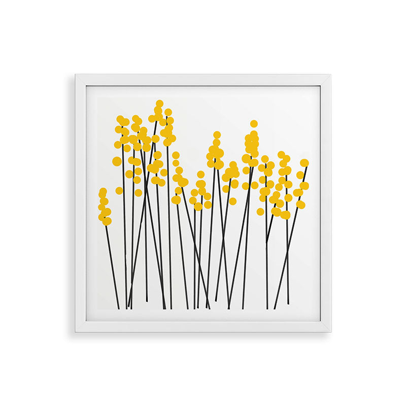 Hello Spring! Yellow/Black Retro Plants on White #decor #society6 #buyart Framed Art Print Gallery Image 38