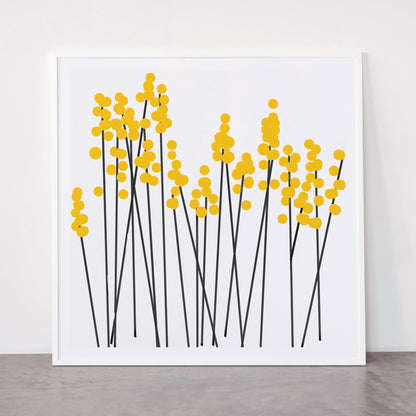 Hello Spring! Yellow/Black Retro Plants on White #decor #society6 #buyart Framed Art Print Gallery Image 43