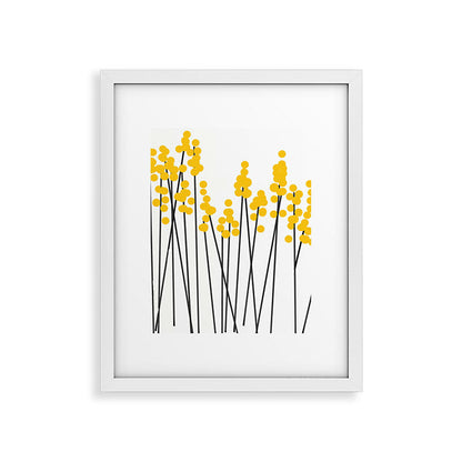 Hello Spring! Yellow/Black Retro Plants on White #decor #society6 #buyart Framed Art Print Gallery Image 34