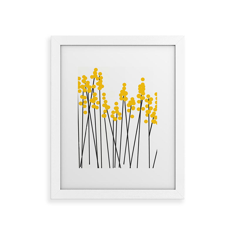 Hello Spring! Yellow/Black Retro Plants on White #decor #society6 #buyart Framed Art Print Gallery Image 73