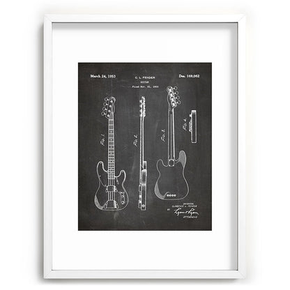 Bass Guitar Patent - Bass Guitarist Art - Black Chalkboard Framed Art Print Gallery Image 108