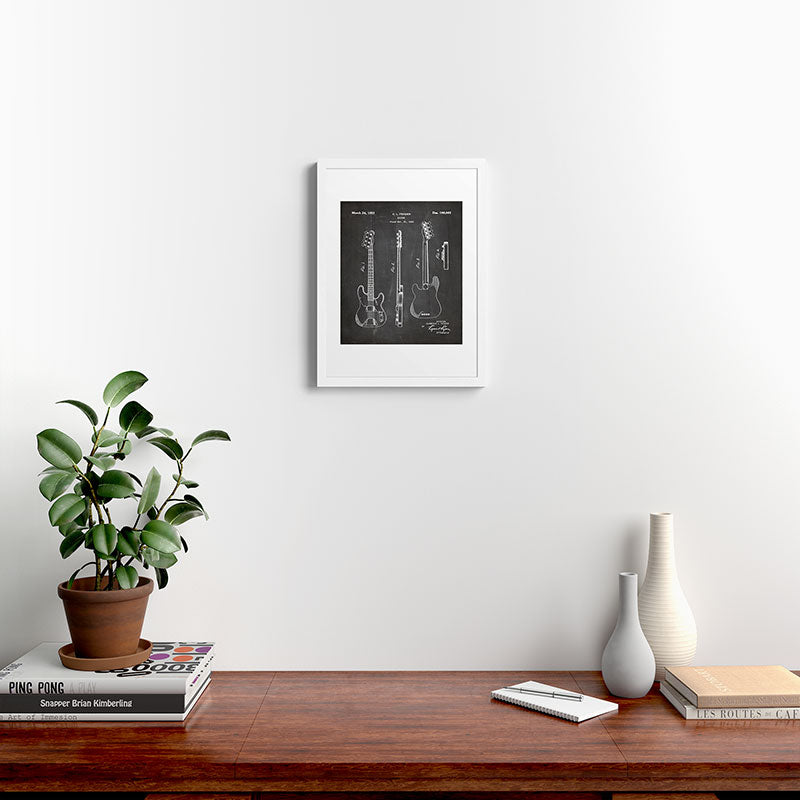 Bass Guitar Patent - Bass Guitarist Art - Black Chalkboard Framed Art Print Gallery Image 32
