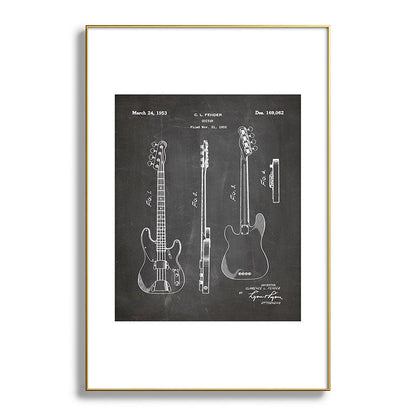 Bass Guitar Patent - Bass Guitarist Art - Black Chalkboard Framed Art Print Gallery Image 128