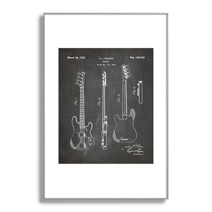 Bass Guitar Patent - Bass Guitarist Art - Black Chalkboard Framed Art Print Gallery Image 137