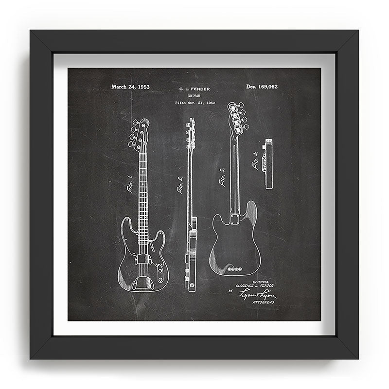 Bass Guitar Patent - Bass Guitarist Art - Black Chalkboard Framed Art Print Gallery Image 90