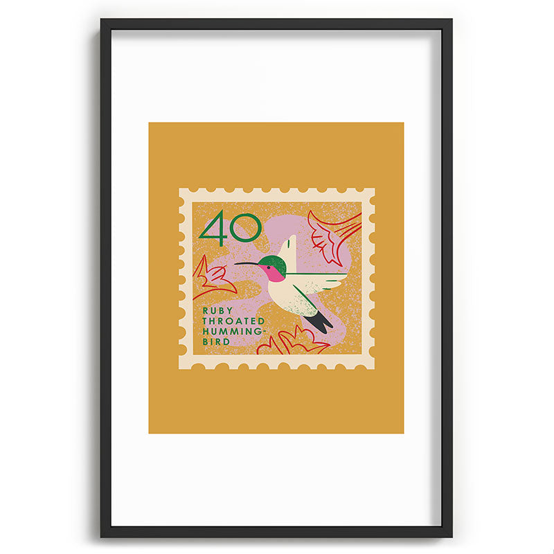 Hummingbird Postage Stamp Framed Art Print Gallery Image 85