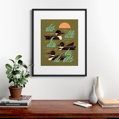 Loons At Dusk Framed Art Print Gallery Image 7