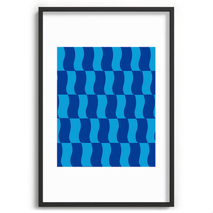 Cobalt Sky Wavy Blocks Framed Art Print Gallery Image 85