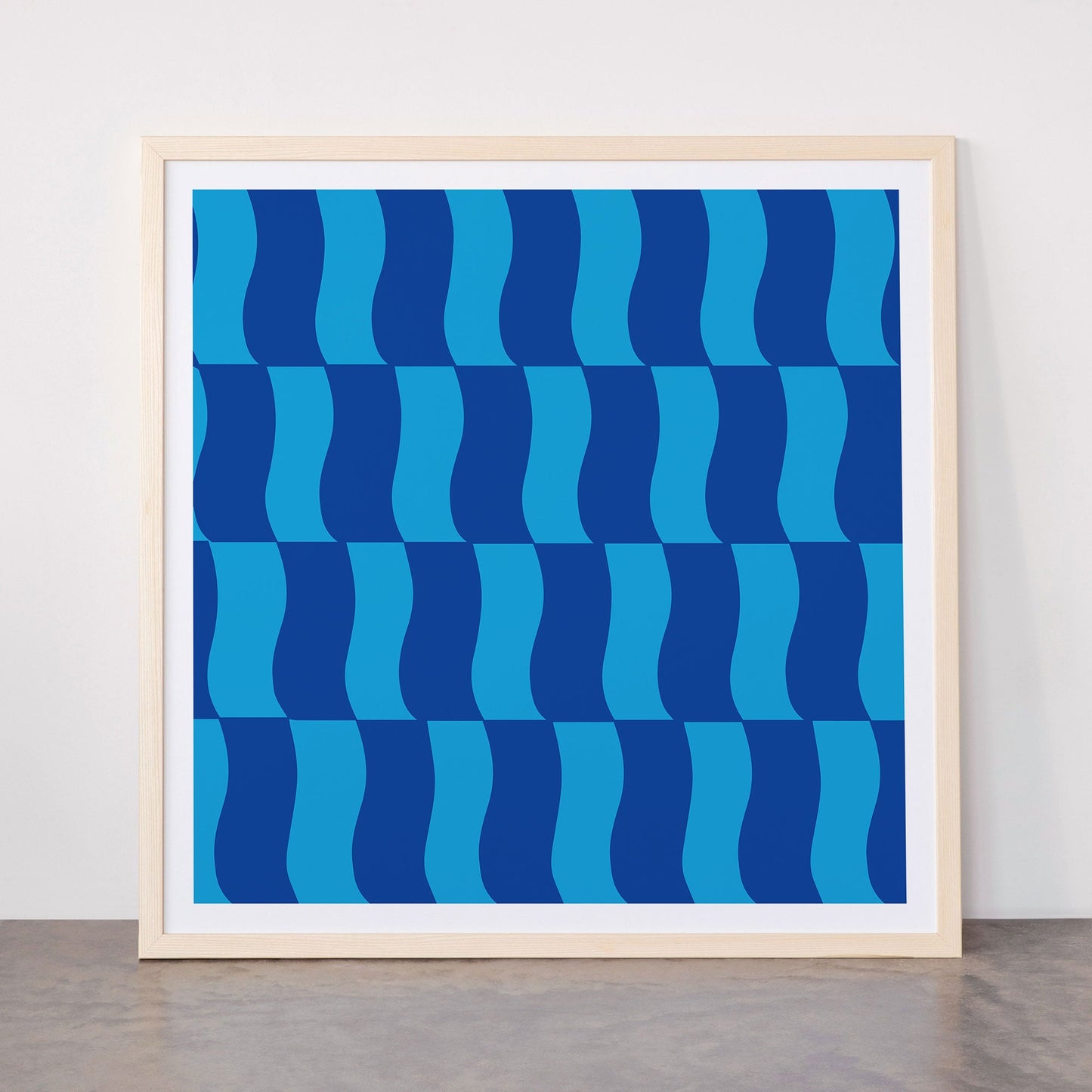 Cobalt Sky Wavy Blocks Framed Art Print Gallery Image 77