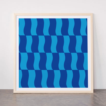 Cobalt Sky Wavy Blocks Framed Art Print Gallery Image 77